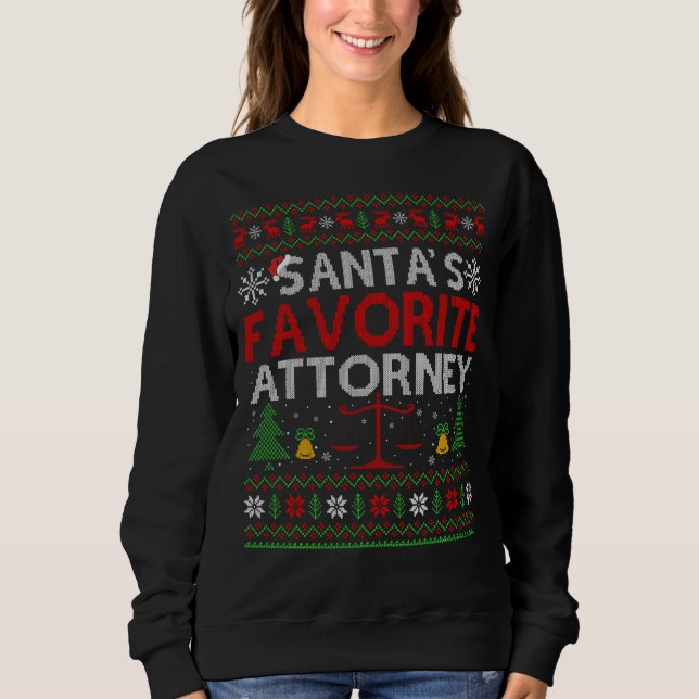 Camiseta Papais noeis Procurador Favorito Xmas Ugly Attorne (Frente)