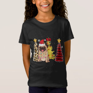 Camiseta Papais noeis Pug Christmas Tree Lights