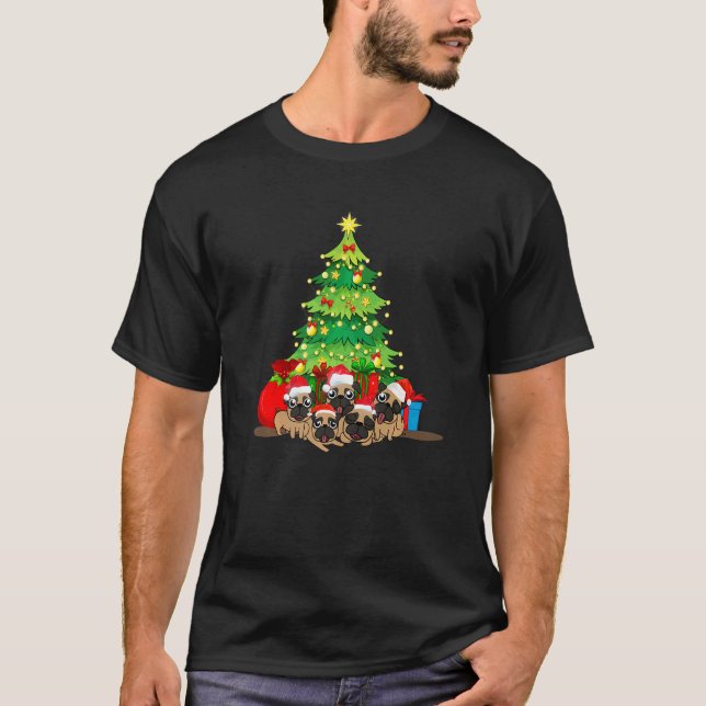 Camiseta Papais noeis Pug Dog Feliz de Natal Pugmas Xmas Tr (Frente)