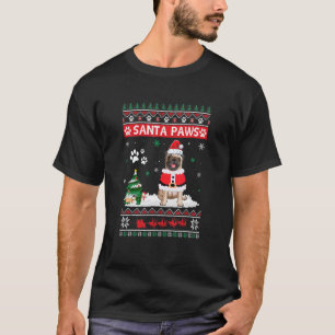 Camiseta Papais noeis Pug Feliz Cachorro de Natal Xmas