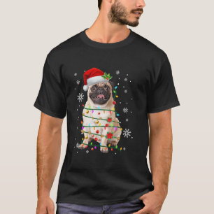 Camiseta Papais noeis Pug Natal Luzes Xmas Cachorros Macaco