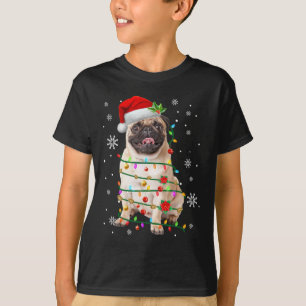 Camiseta Papais noeis Pug Natal Luzes Xmas Cachorros Macaco