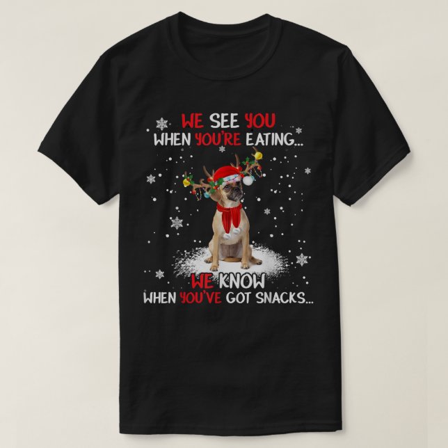 Camiseta Papais noeis Puggle Reindeer Light Natal Pajama (Frente do Design)