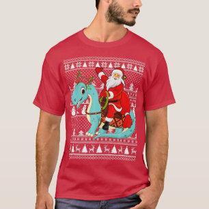 Camiseta Papais noeis Puros do Xmas Andando Brontosaurus Di