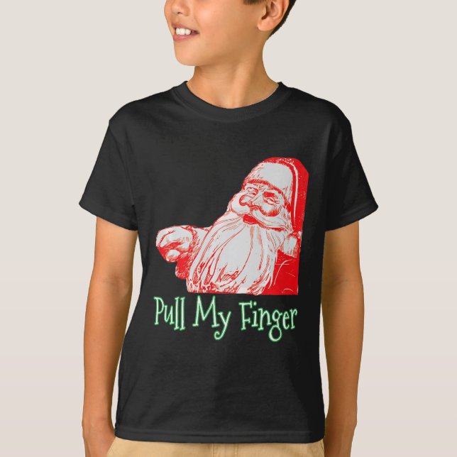 Camiseta Papais noeis Puxam O Meu Dedo Feliz Natal Com Humo (Frente)