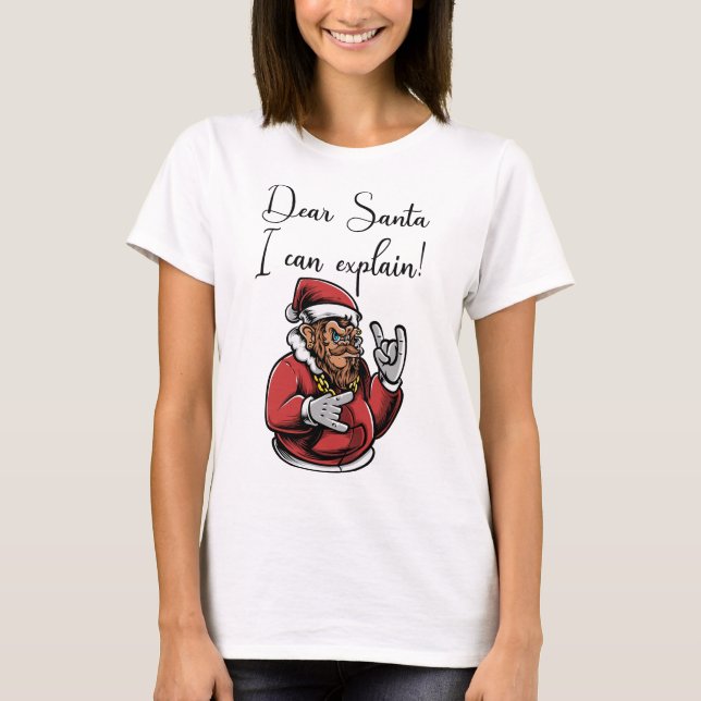 Camiseta papais noeis queridos de macaco engraçado que eu p (Frente)