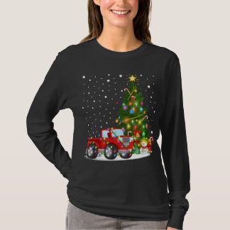Camiseta Papais noeis Red Truck Xmas Tree Lighting Red Truc