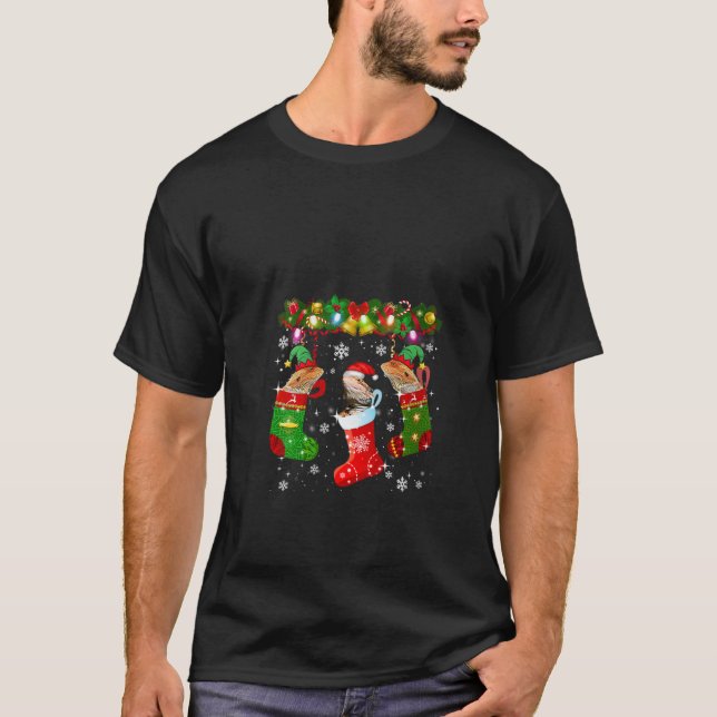 Camiseta Papais noeis Reindeer Elf Bearded Dragon No Soc De (Frente)