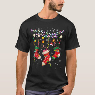 Camiseta Papais noeis Reindeer ELF Xadrez Flamingo No Soc D