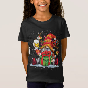 Camiseta Papais noeis Reindeer Gnome Bebendo Cerveja Engraç