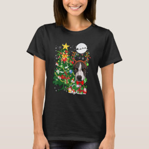 Camiseta Papais noeis Reindeer Pitbull Torre Luzes Cachorro