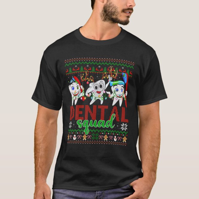Camiseta Papais noeis Reindeer Ugly Sweater Dentes De Esqua (Frente)