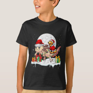 Camiseta Papais noeis Retriever Ouro Andando Axolotl Natal 