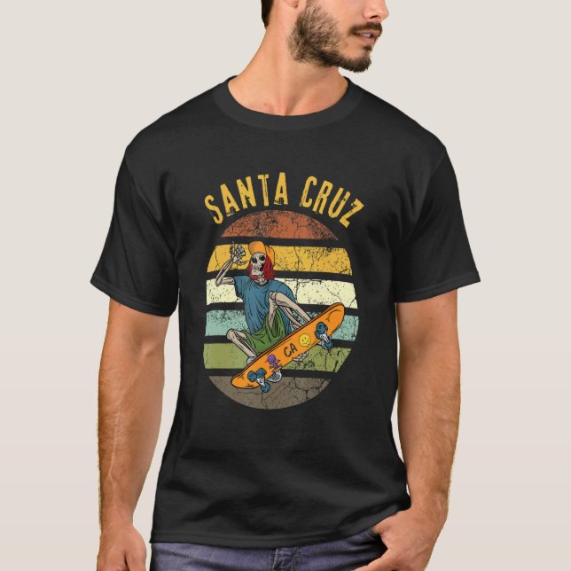 Camiseta Papais noeis Retro Cruz California Skelton Skater  (Frente)