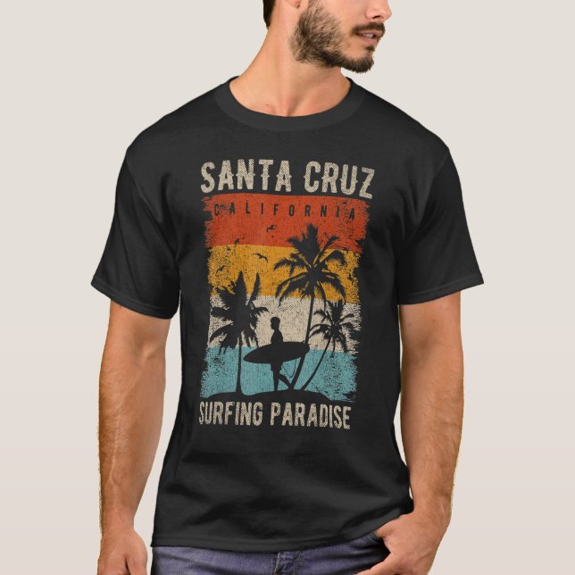 Camiseta Papais noeis Retro Cruz Papais noeis de Surfe da C (Frente)