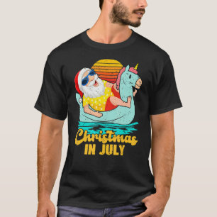 Camiseta Papais noeis Retrorísticos Flamingo Natal Em Julho