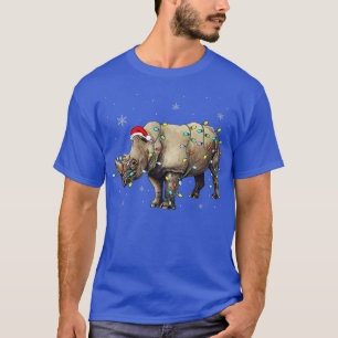 Camiseta Papais noeis Rhino Christmas Lights Rhino Lover Xm
