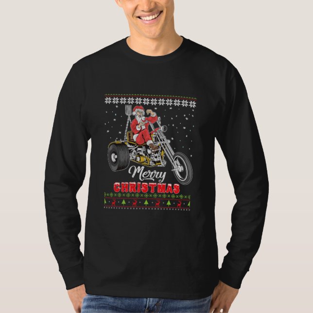 Camiseta Papais noeis Rindo Sujeira de Natal de Moto (Frente)