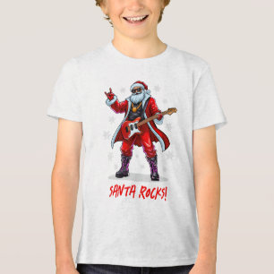 Camiseta Papais noeis Rocks! Engraçado Papai Noel tocando v