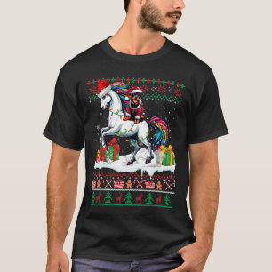 Camiseta Papais noeis Rottweiler Andando no Unicórnio