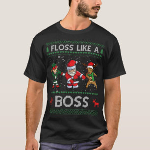 Camiseta Papais noeis Rudolph Elf Floss como um chefe de na