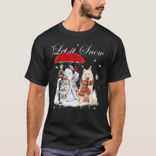 Camiseta Papais noeis Samoyed Cachorro Natal Snowman Xmas P