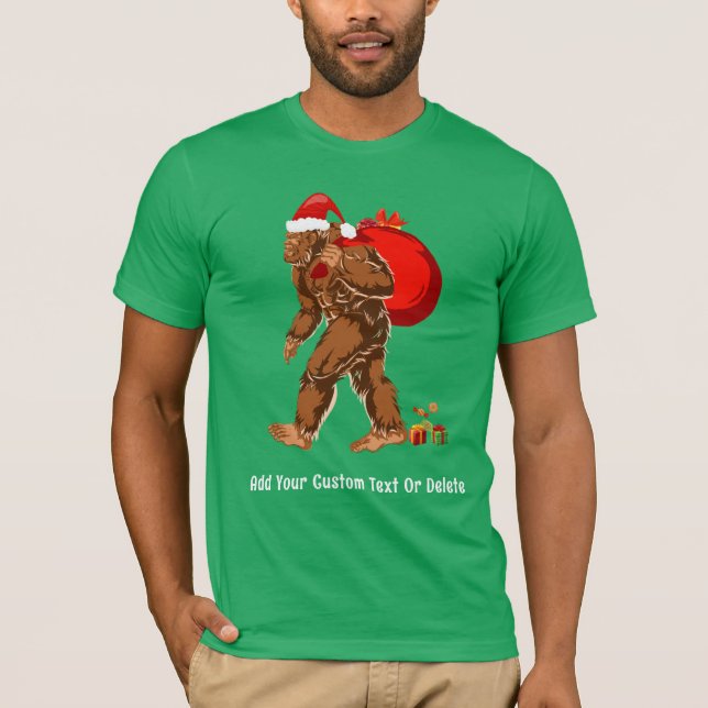 Camiseta Papais noeis Sasquatch Presente de Natal Bigfoot Y (Frente)