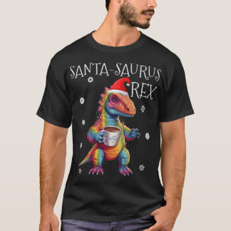 Camiseta Papais noeis-Saurus Rex Rainbow Dinossaur Coffee L