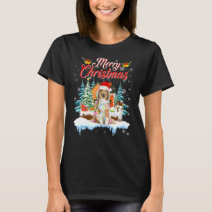Camiseta Papais noeis Sheltie Dog Feliz Homens de Natal Mul