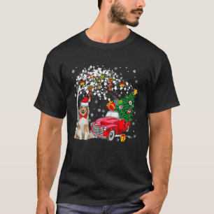 Camiseta Papais noeis Shetland Sheepdog Red Pickup X Mas Tr