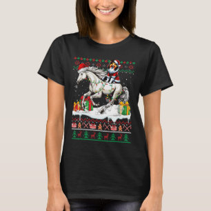 Camiseta Papais noeis Shetland Sheepdog Riding Horse Swe