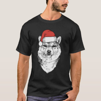 Camiseta Papais noeis Shiba Inu Cão no Natal