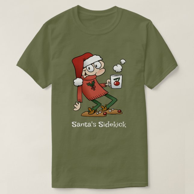 Camiseta Papais noeis Sidechute Bonito Cartoon de Natal Car (Frente do Design)