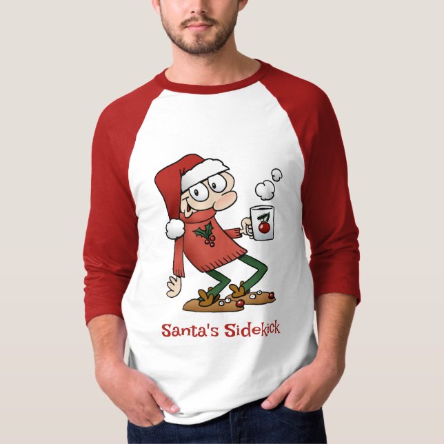 Camiseta Papais noeis Sidechute Bonito Cartoon de Natal Car (Frente)