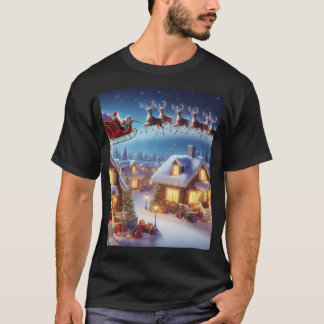 Camiseta Papais noeis Sleigh Com Reindeer