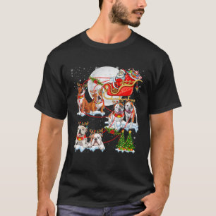 Camiseta Papais noeis Sleigh Reindeer Bulls Cachorro de Nat