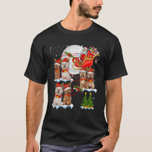 Camiseta Papais noeis Sleigh Reindeer Lhasa Apso Cães Árvor