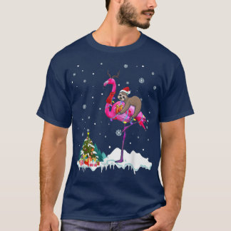 Camiseta Papais noeis Sloth Riding Flamingo Reindeer Xmas L