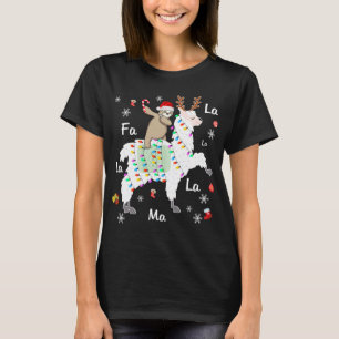 Camiseta Papais noeis Sloth Riding Llama Reindeer Natal