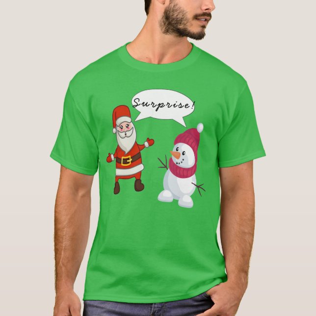 Camiseta Papais noeis Snowman Shock Surpresa Humor de Natal (Frente)