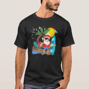 Camiseta Papais noeis Surfando No Havaí Férias De Verão No 