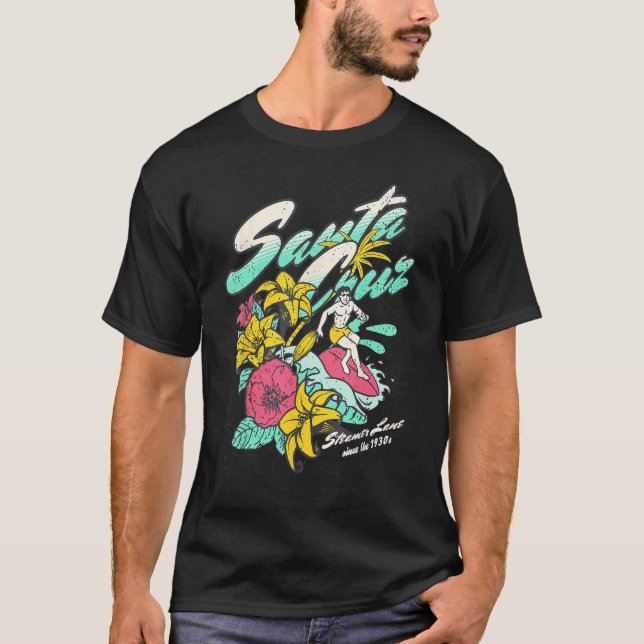 Camiseta Papais noeis surfs Surfs Cruz Navio a vapor Lane d (Frente)