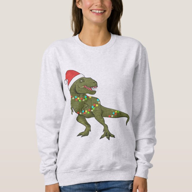 Camiseta Papais noeis T-Rex Dinossauro Natal Jumper (Frente)