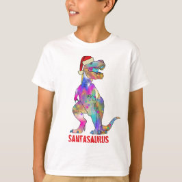 Camiseta Papais noeis T-Rex Natal do Dinossauro