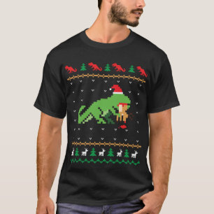 Camiseta Papais noeis T-Rex Reed Aliador Dinossaur Ugly Chr