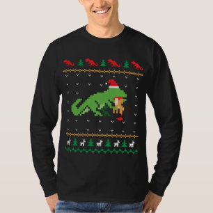 Camiseta Papais noeis T-Rex Reed Aliador Dinossaur Ugly Chr