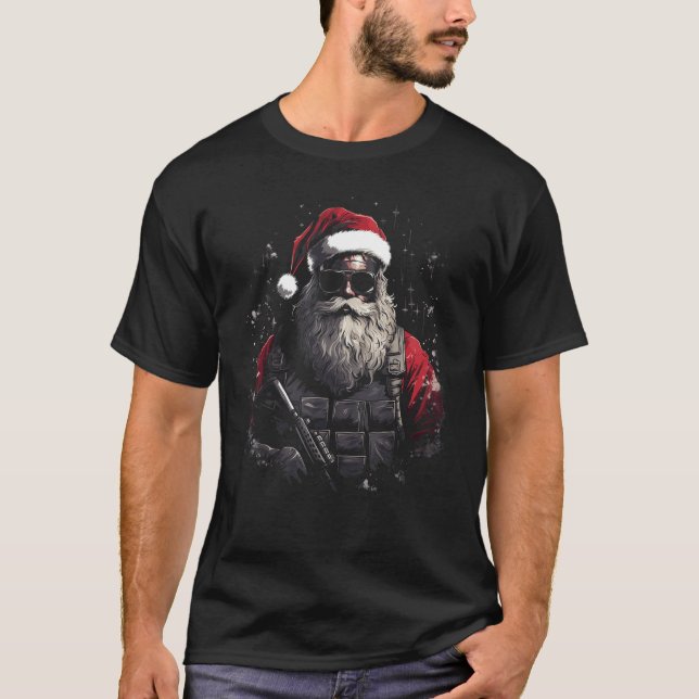 Camiseta Papais noeis táticos de Natal Ideia do presente de (Frente)