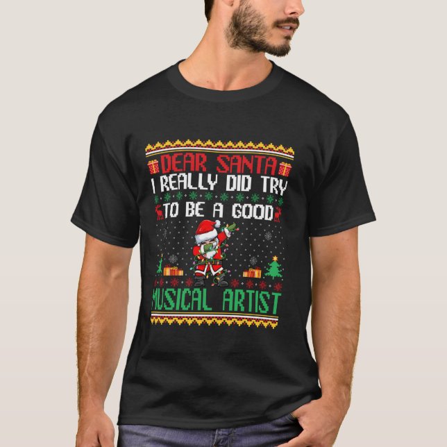 Camiseta Papais noeis tentam ser um bom Cristo artístico mu (Frente)