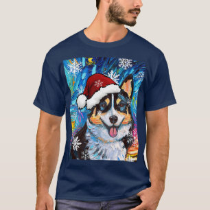 Camiseta Papais noeis Tricolores de Corgi Starnight Dog Nat