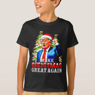 Camiseta Papais noeis Trump 45-47 Pijamas Xmas fazem Natal 